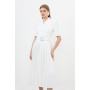 Structured Crepe Notch Neck Wrap Belted Forever Dress