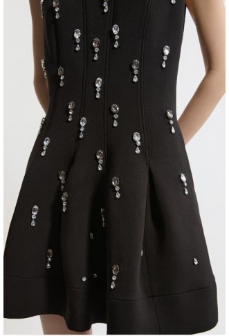 Crystal Embellished Premium Scuba Jersey Mini Dress