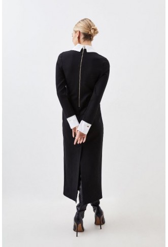 Petite Jersey Cotton Poplin Midi Collar Dress