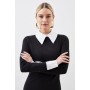 Petite Jersey Cotton Poplin Midi Collar Dress