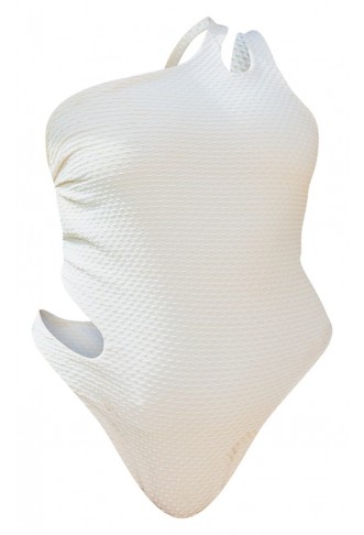 Recycled Plus Nude Waffle Texture Cut Out Swimsuit