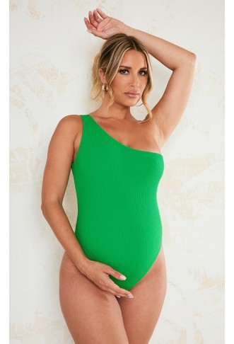 Green One Shoulder Crinkle...