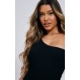 Black Crinkle One Shoulder Swimsuit