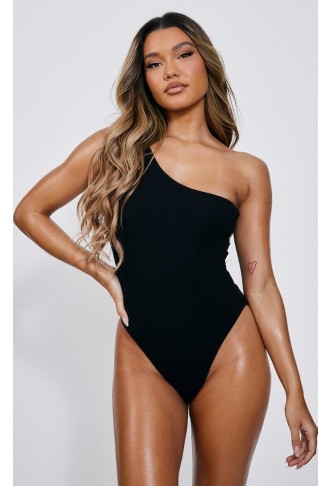Black Crinkle One Shoulder...