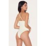 Sand Gold Trim Asymmetric Swimsuit