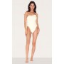 Sand Gold Trim Asymmetric Swimsuit