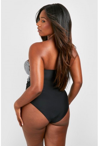 Plus Nautical Stripe Control Swimsuit