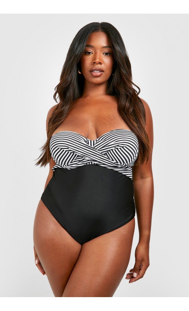 Plus Nautical Stripe Control Swimsuit