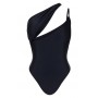 Black Asymmetric Double Strap Swimsuit
