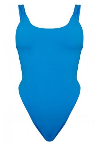 Cobalt Twist Detail High Leg Swimsuit