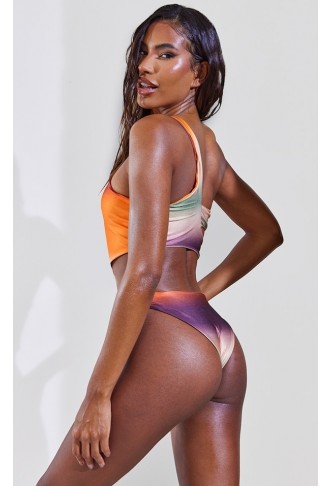 Purple Abstract Swirl Cut Out O Ring Swimsuit