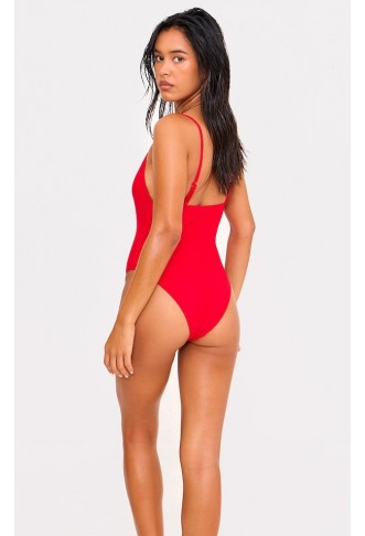 Red Basic Low Scoop Swimsuit