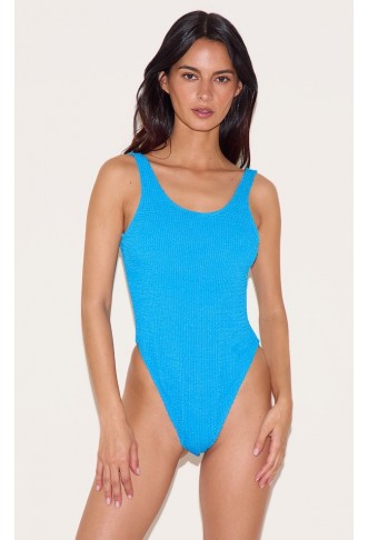 Blue Crinkle Low Scoop Back Swimsuit
