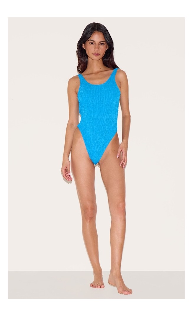 Blue Crinkle Low Scoop Back Swimsuit
