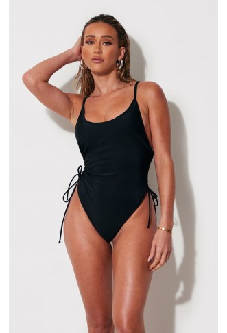 Black Ruched Side Detail Swimsuit