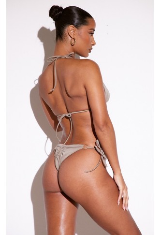 Taupe Gold O Ring Triangle Bikini Set