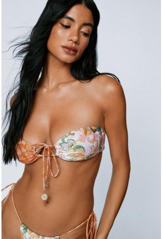 Paisley Mix Bandeau Trim Bikini Set