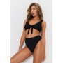 Crinkle Tie Front High Waisted Bikini Set