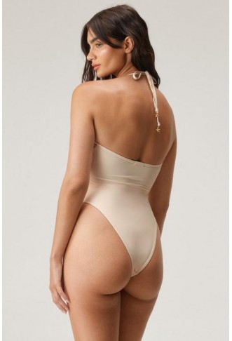 Premium Hand Embellished Sea Shell Cut Out Ruched Swimsuit