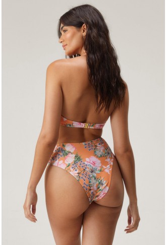 Floral Halter Neck Tie Front High Waisted Bikini Set