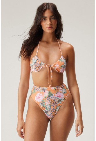 Floral Halter Neck Tie...