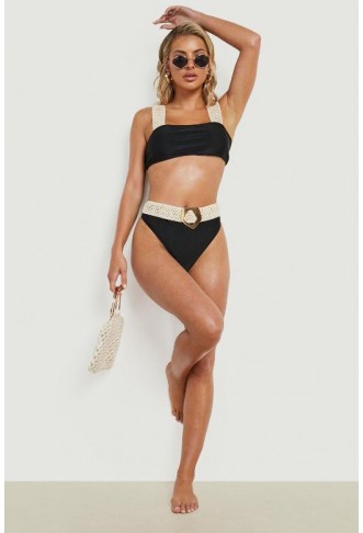 Raffia Crochet Buckle High...