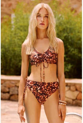 Butterfly Ruched Tie Crop...