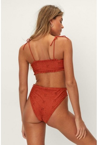 Broderie Ruched High Waisted Bikini Set