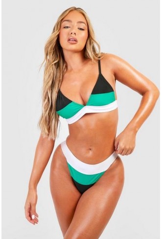 Colour Block Plunge High...