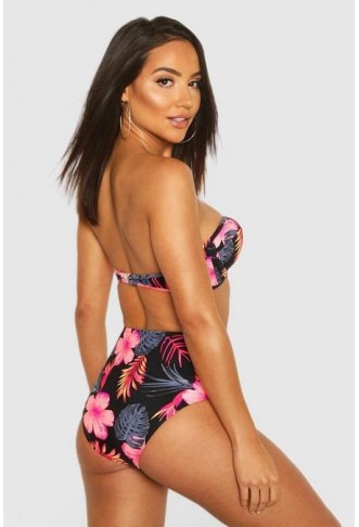 Tropical Floral Underwired High Waist Bikini Set