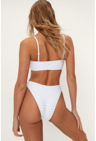 Textured Square Neck Cropped Bikini Set