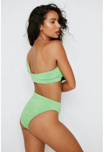 Ribbed One Shoulder Bikini Set