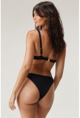 Eyelet Textured Underwire Sarong 3pc Bikini Set