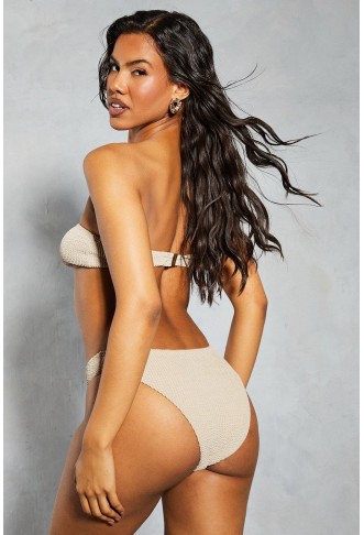 Crinkle Ring Detail Bandeau Swim Set