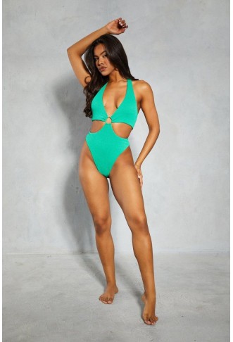 Crinkle O Ring Halter Neck...