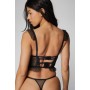 Dobby Lace Underwire Button Corset Ruffle Lingerie Set