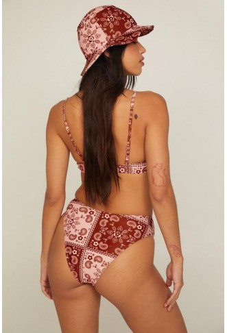Tile Print Underwire Bikini And Bucket Hat Set