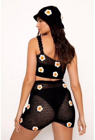 Daisy Eyelet Bralette and Shorts 3pc Set