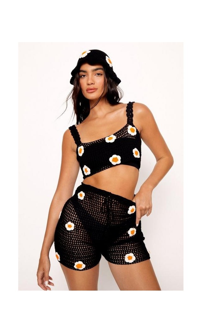 Daisy Eyelet Bralette and Shorts 3pc Set