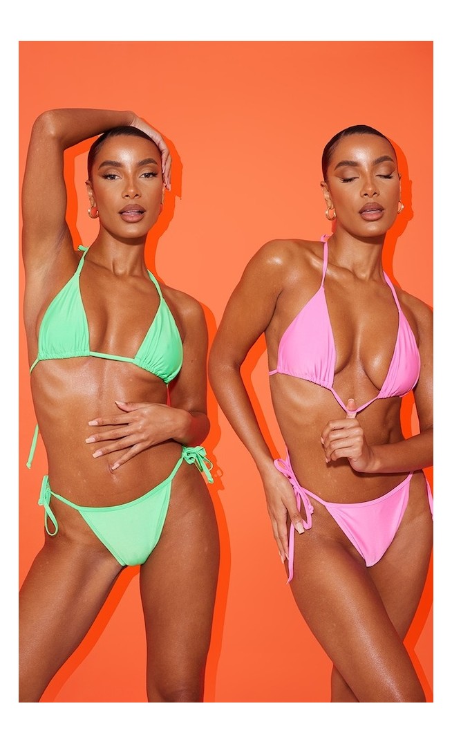 Multi  Green Triangle Bikini Set