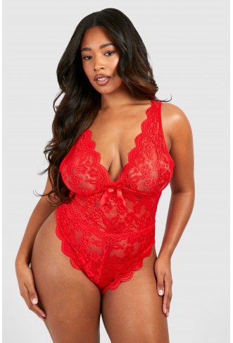 Plus Lace Bow Detail Babydoll
