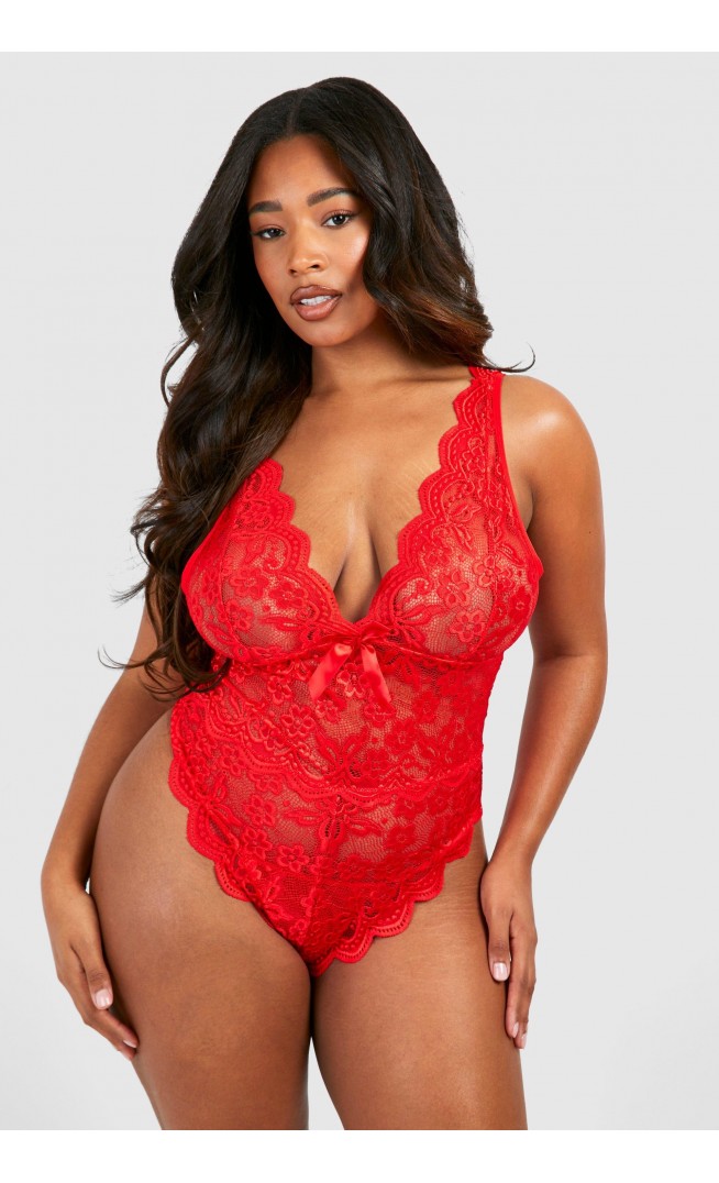 Plus Lace Bow Detail Babydoll