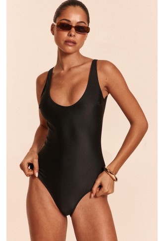 Black Basic Scoop Swimsuit