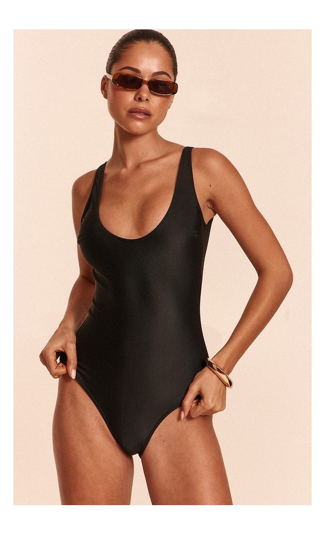 Black Basic Scoop Swimsuit