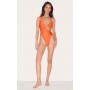 Orange Plait Detail Asymmetric Swimsuit