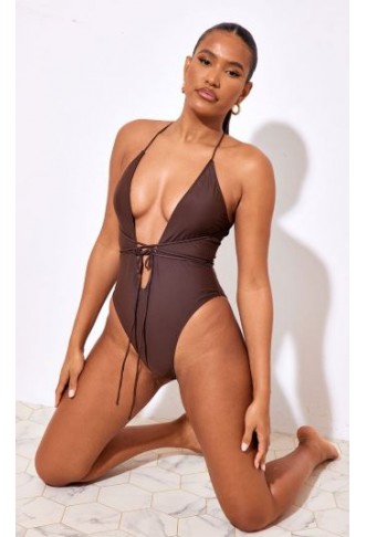 Brown Strappy Plunge Multi...