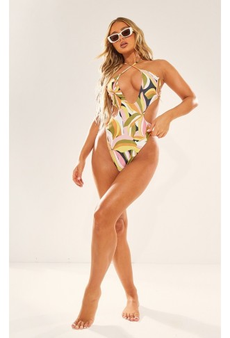 Khaki Floral Print Cut Out...