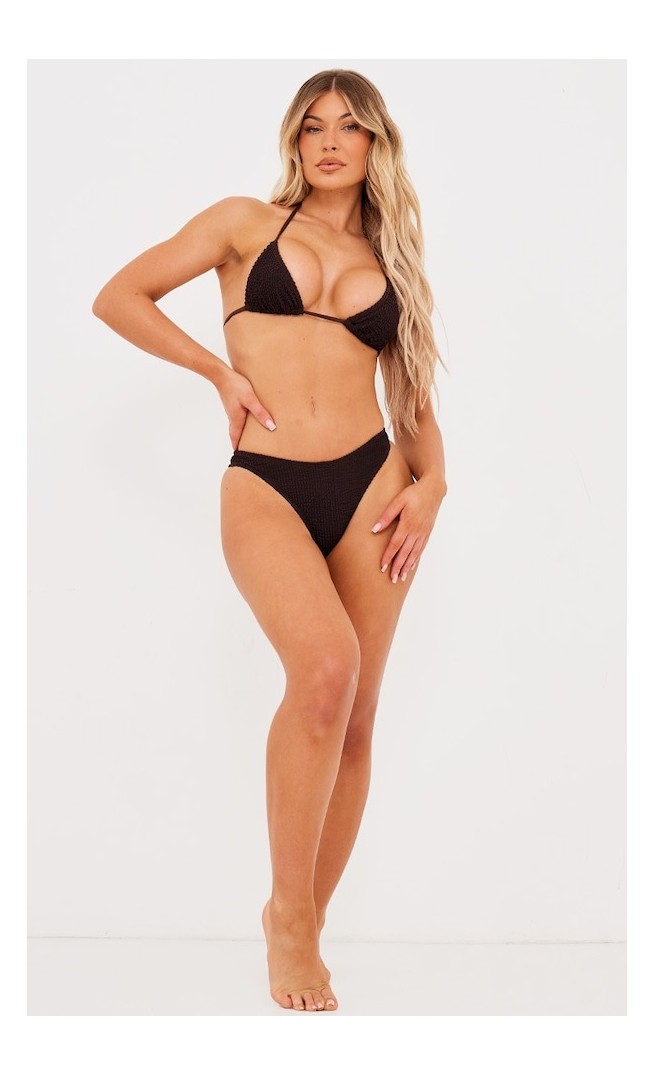 Chocolate Mix & Match Crinkle Triangle Micro Bikini Top
