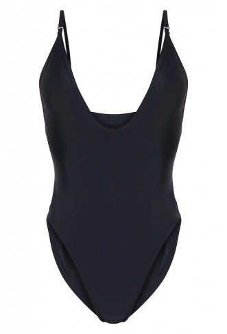 Black Basic Low Scoop Swimsuit
