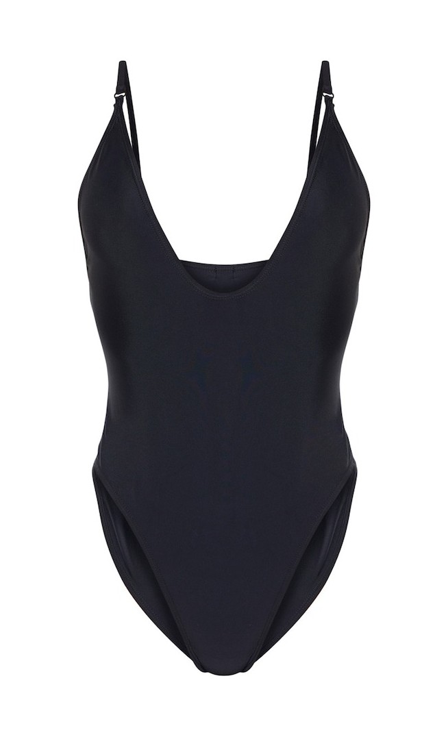 Black Basic Low Scoop Swimsuit